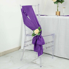 Purple Accordion Crinkle Taffeta Chair Sashes (5 pcs)