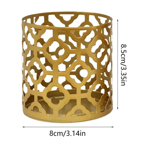 Gold Iron Geometric Candlestick 1 Pack 2