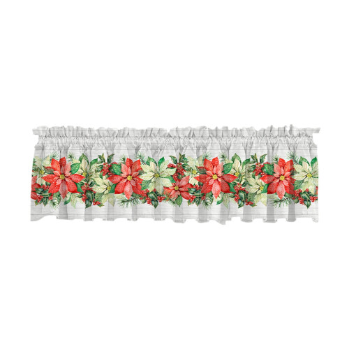 Julgardinkappa 160x43 cm röd polyester bondgård 1