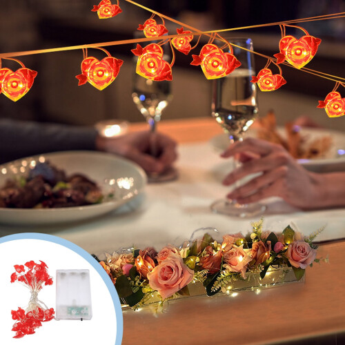 Red Heart LED String Lights – 2m, 20 Bulbs 2