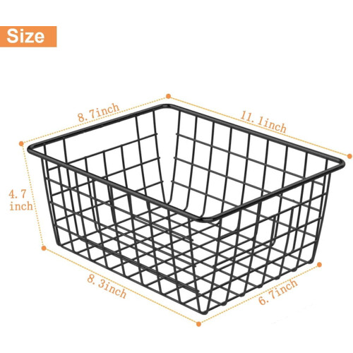 4 Black Metal Wire Storage Baskets 1