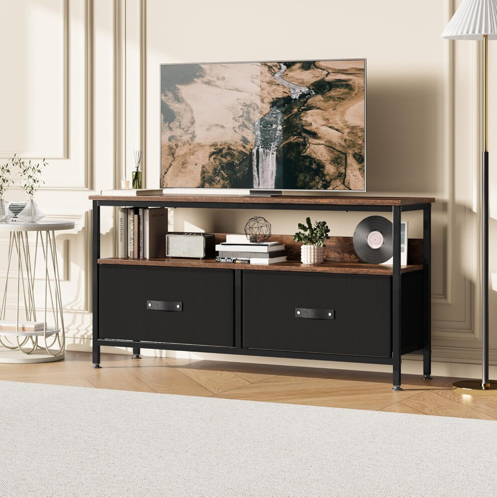 TV Stand Dresser with 2 Fabric Drawers and Open Shelf, 50"
