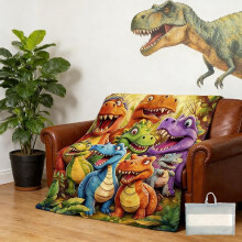 Dinosaurier-Kuscheldecke für Kinder, Plüschflanell-Fleece, 3D