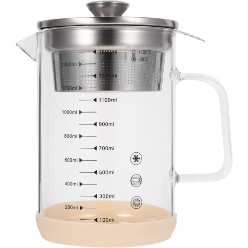 Borosilicate Glass Pitcher with Fine Mesh Strainer and Lid,