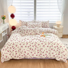 King Size Cherry Print Bedding Set, 4-Piece Microfibre