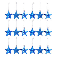 18-Piece Blue Plastic Star Christmas Tree Ornaments
