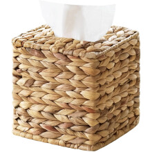 Porta fazzoletti quadrato in rattan naturale intrecciato a mano