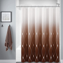 Moroccan Geometric Shower Curtain 72x72 in Rust Red
