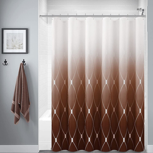 Moroccan Geometric Shower Curtain 72x72 in Rust Red
