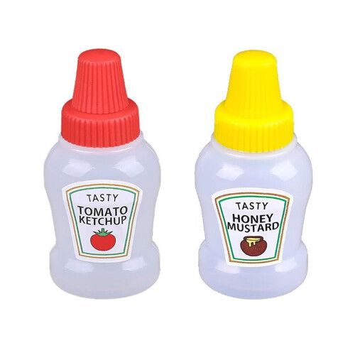 Mini Squeeze -kastikepullo, PE-runko ja PP-korkki, 25 ml, 2 kpl pakkaus