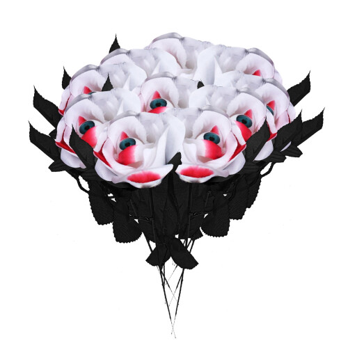 Halloween Eyeball Roses – Gothic Artificial Silk Flowers
