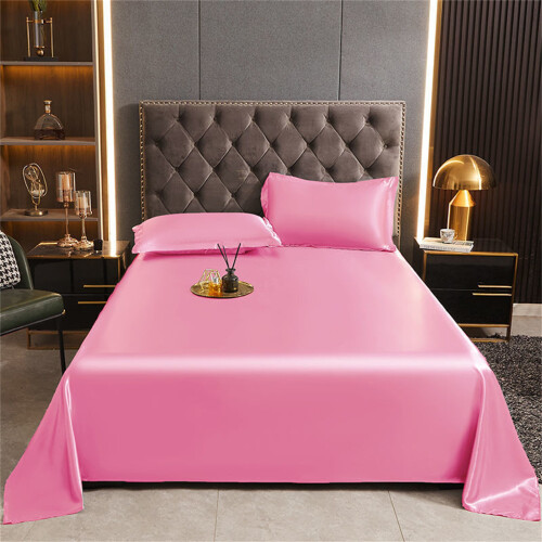 Twin Satin Bed Sheet Set – Peach Pink, 3-Piece