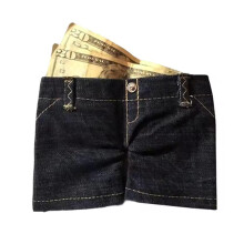 Mini-kortholder i denim med myntlomme