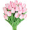 10pcs Pink Artificial Tulip Flowers, Real Touch, 34cm 1