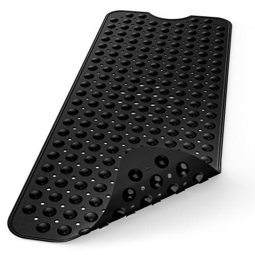 Non-Slip Bath Mat 39 x 16 in PVC Black