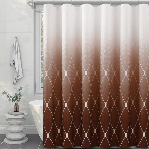 Moroccan Geometric Shower Curtain 72x72 in Rust Red 1