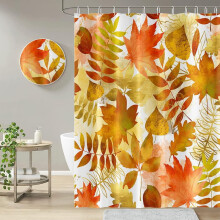 Red and Blue Gradient Shower Curtain with Hooks, Polyester,