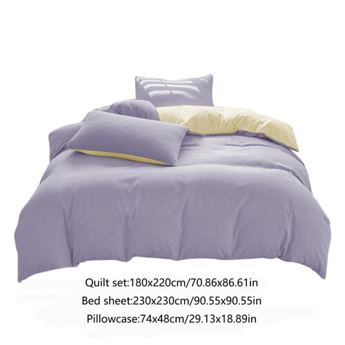 Juego de ropa de cama de algodón morado de 4 piezas 2