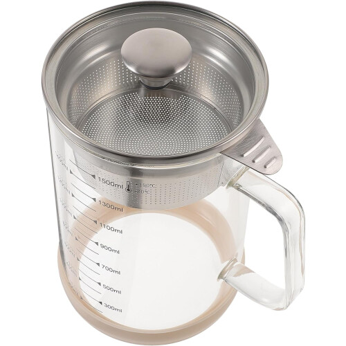 Borosilicate Glass Pitcher with Fine Mesh Strainer and Lid, 2