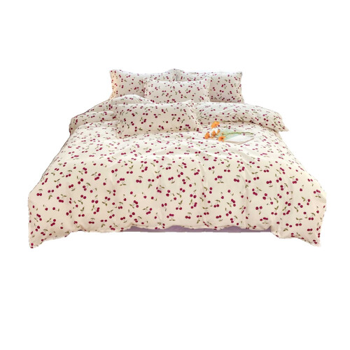 King Size Cherry Print Bedding Set, 4-Piece Microfibre 1