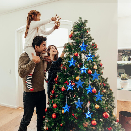 18-Piece Blue Plastic Star Christmas Tree Ornaments 1