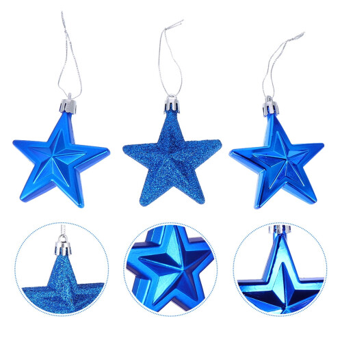 18-Piece Blue Plastic Star Christmas Tree Ornaments 2