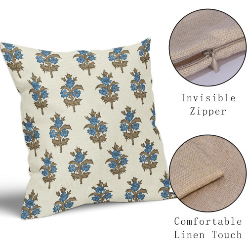 Fodere per cuscini floreali, marrone e blu, 40x40 cm, set da 2 2