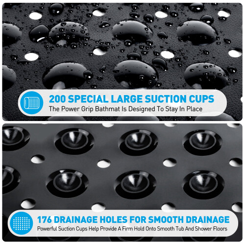 Non-Slip Bath Mat 39 x 16 in PVC Black 2