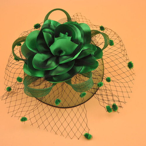 Fascinator Headband with Fishnet and Floral Decor, 16cm 2