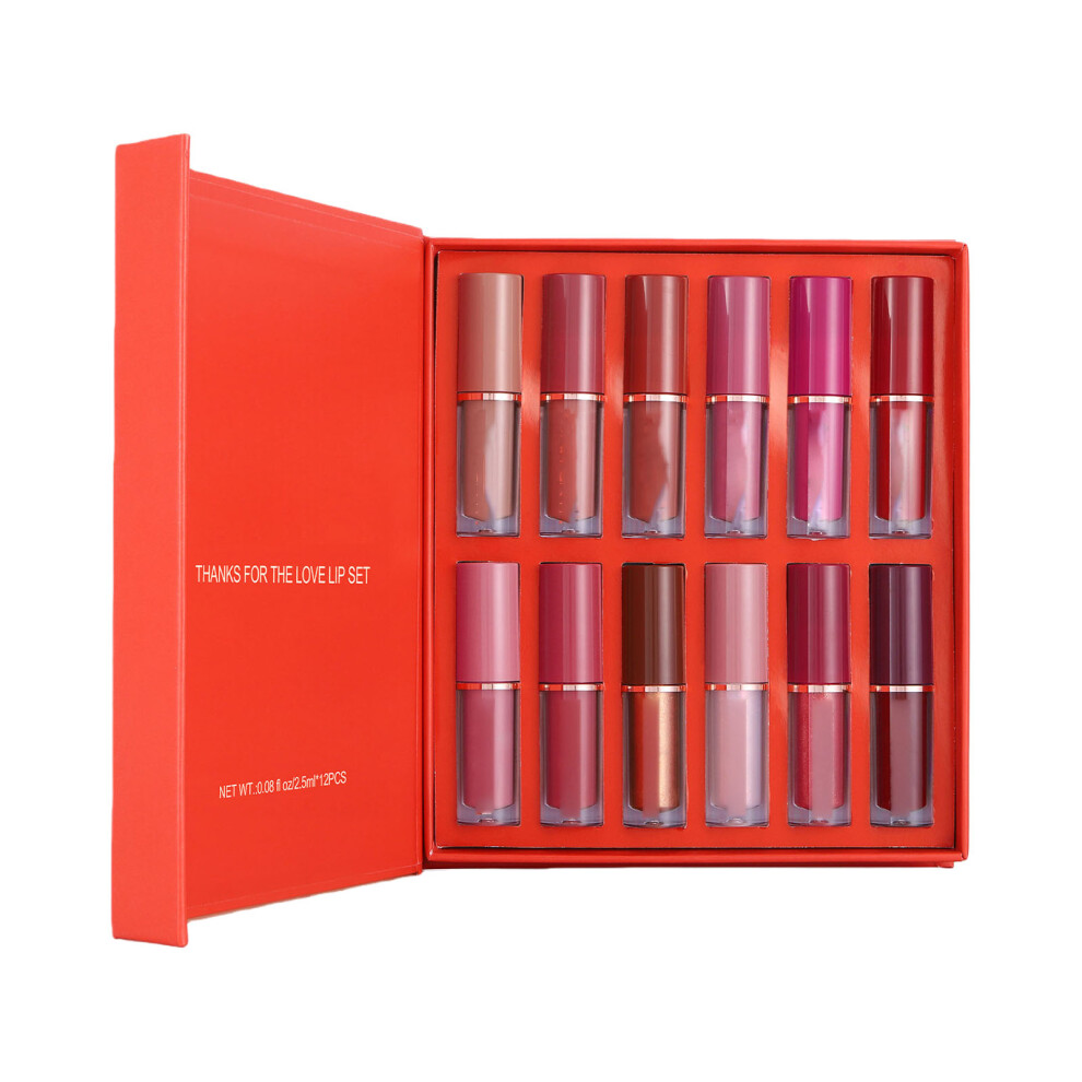 12 Color Moisturizing Lip Glosses Long Lasting Liquid Lipstick