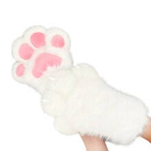 Furry Plush Cats Paws Gloves Fursuit Costume Handwear- White A