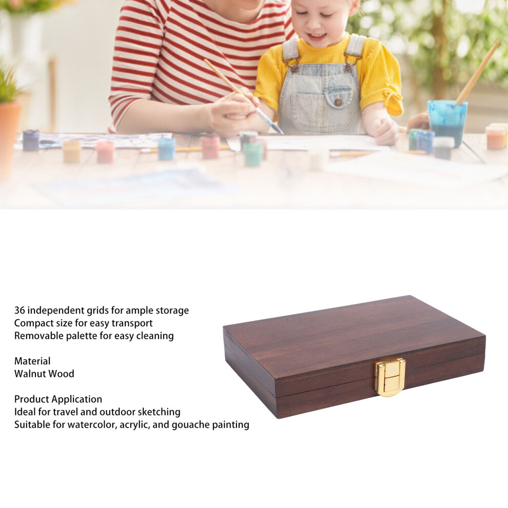 36 Well Walnut Wood Paint Mixing Tray