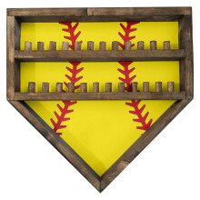 Baseballring-Vitrine aus Holz, 24 Fächer, 14 Zoll