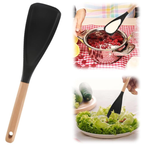Silicone Spoonula with Wooden Handle 12.2 in