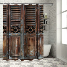 Western Shower Curtain – Rustic Cowboy Saloon Door,