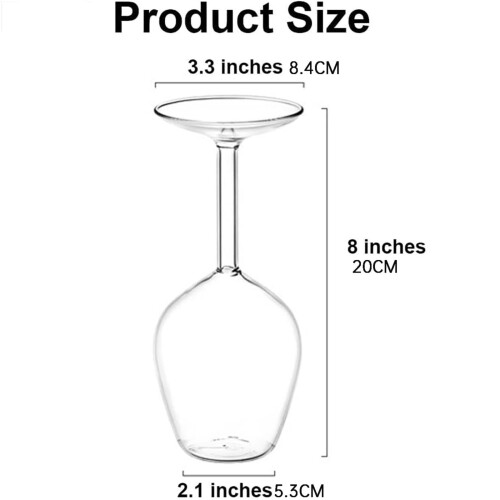 Hand-Blown Upside-Down Wine Glasses Borosilicate 10 oz 2