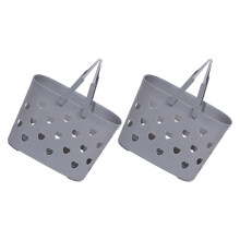 2 Grey Plastic Storage Baskets with Handles