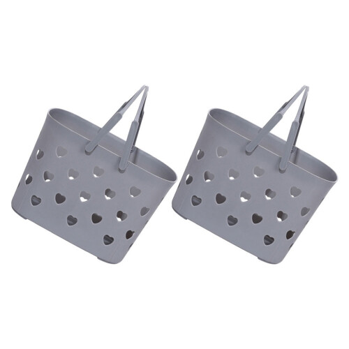 2 Grey Plastic Storage Baskets with Handles