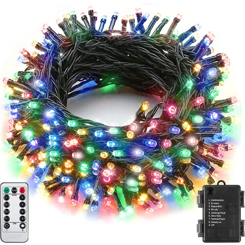 50-LED Multicolor Christmas Lights, IP44 Waterproof, 8