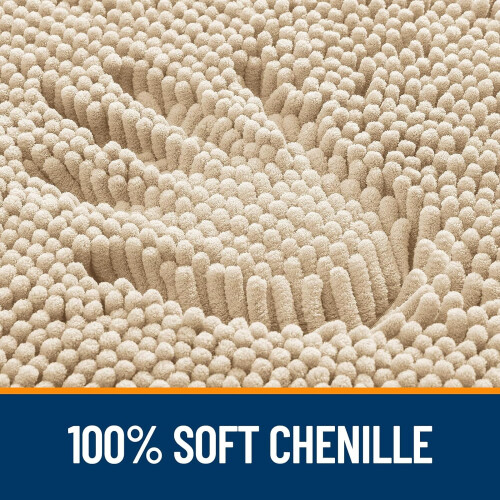 Chenille Bath Rug 59x24 in Grey with Rubber Backing 2