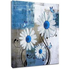 Daisy Butterfly Canvas Wall Art 16x12 in