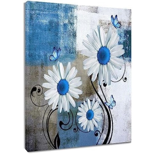 Daisy Butterfly Canvas Wall Art 16x12 in
