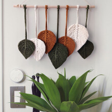 Macrame Leaf Wall Hanging Cotton Tapestry 15.7 x 19.3 in