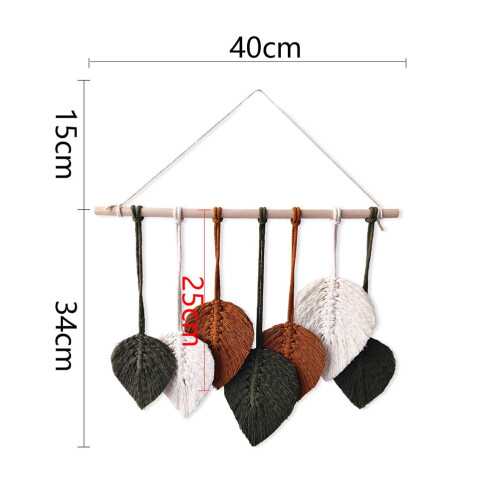 Macrame Leaf Wall Hanging Cotton Tapestry 15.7 x 19.3 in 1