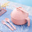 Mikrowellen-Ramen-Schüssel-Set mit Essstäbchen und Gabel, rosa 2