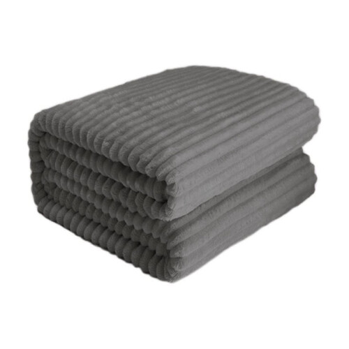 Fleece Throw Blanket Grey Double-Layer Soft Warm 1