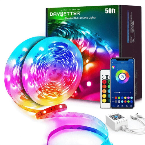 Λωρίδες LED RGB 50ft με εφαρμογή, τηλεχειριστήριο και συγχρονισμό μουσικής 1