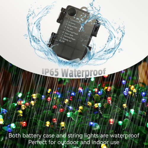 50-LED Multicolor Christmas Lights, IP44 Waterproof, 8 2