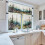 Watercolour Floral Kitchen Curtains Set 3-Piece 2