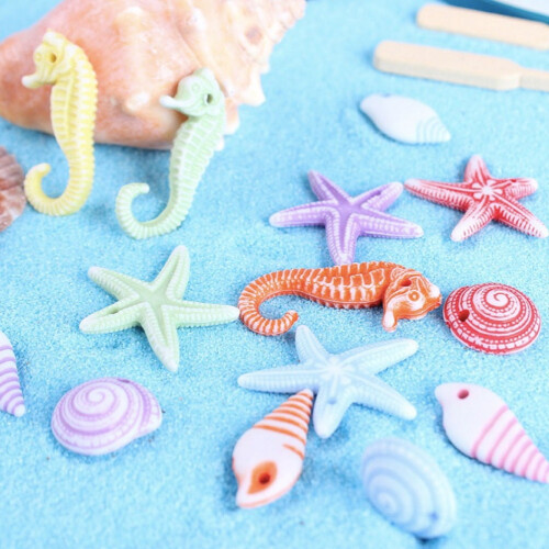 Set di mini ornamenti marini in resina – 48 pezzi 1